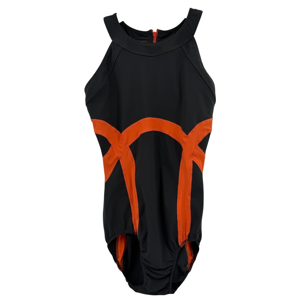 Sweaty Betty Womens High Neck Back Zip One Piece Swimsuit Size small colorblock